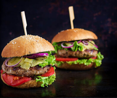 Big sandwich - hamburger burger with beef,  tomato, cheese and p